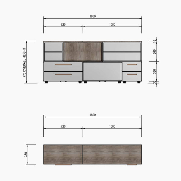 Tom Tom TV Unit / Sideboard - White.