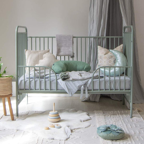 Skylar Convertible Cot Bed (66x132) - Gold / Sage Green